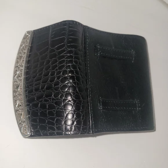 Brighton Black Leather Crocodile Embossed Wallet with Loop Fasteners for Belt - Picture 6 of 8